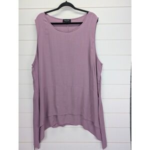 Arna York Sleeveless Tunic Top Women Size 30 32 Purple Artsy Lagenlook Shark Hem